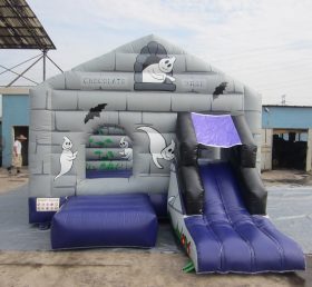 T2-635 Casa de trampolim inflável de slide infantil de Halloween