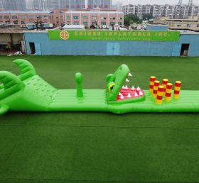 T10-109 Corrida de obstáculos inflável com tema de crocodilo evento de festa de jogo de esportes aquáticos infláveis ​​infantis