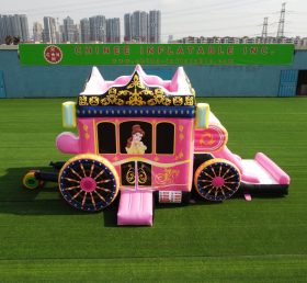 T5-672 Disney Pink Princess Trampolim Combination Trampolim e Elevador Party