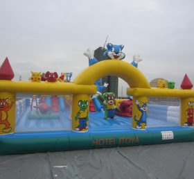 T6-111 Parque de diversões inflável gigante de trampolim com tema de gato azul