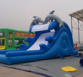T10-128 Canal de deslizamento inflável gigante do golfinho