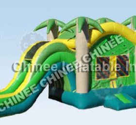 T5-168 Castelo inflável, casa de salto com tema de selva e combinação de slide