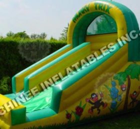 T8-587 Slides secos infláveis ​​amarelos e verdes para crianças