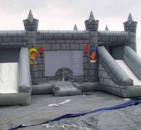 IC1-001 Trampolim de castelo cinza inflável para crianças adultas