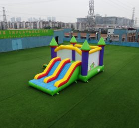 T2-1361 Castelo inflável de estilo clássico com slides para festas infantis