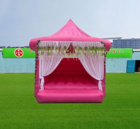 T2-3546 Castelo inflável de casamento rosa