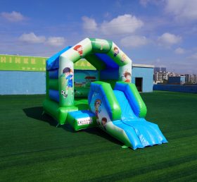 T2-2723K Castelo inflável infantil com tema de futebol com slide