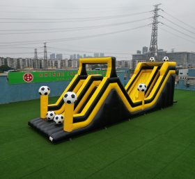 T7-564C Emocionante tema de futebol amarelo onda dupla slide inflável